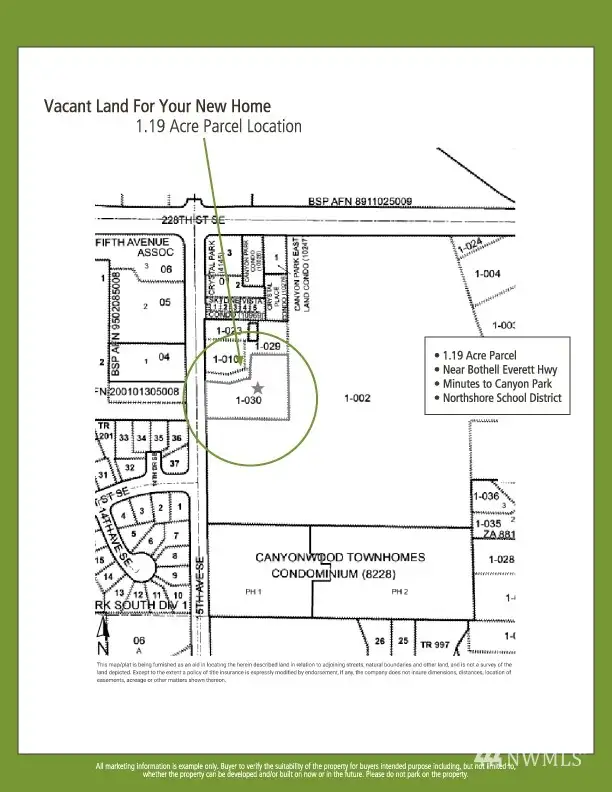 All marketing information is example only. Buyer to verify the suitability of the property for buyers intended purpose including, but not limited to, whether the property can be developed and/or built on now or in the future