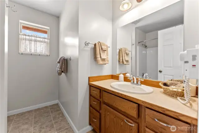 Penthouse bathroom-practical, pretty, easy to clean