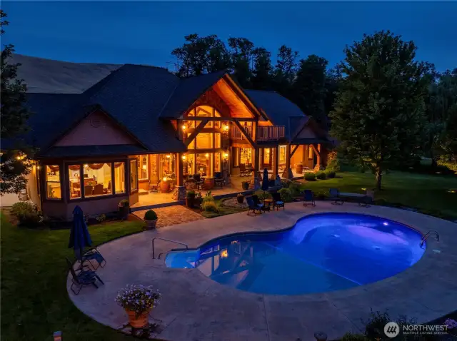 LED outdoor lights surrounding the property