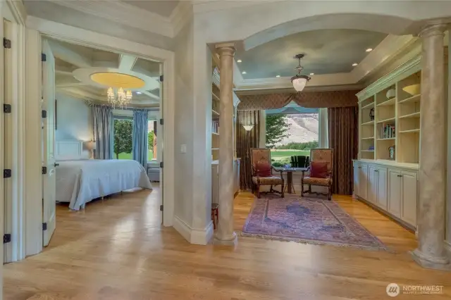 Library or reading nook with built-in cabinetry