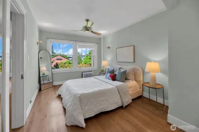 Spacious bedroom/ w courtyard view