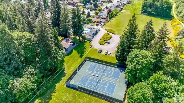 HOA tennis/pickle ball courts.