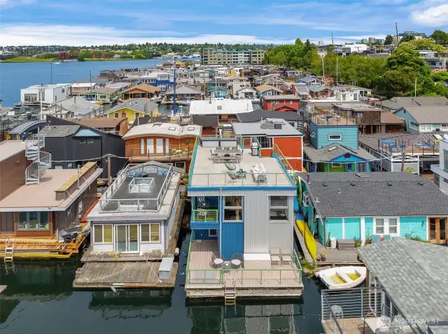 Looking back toward the floating home