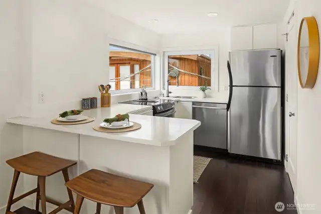 Open kitchen with walk-in pantry on the right.