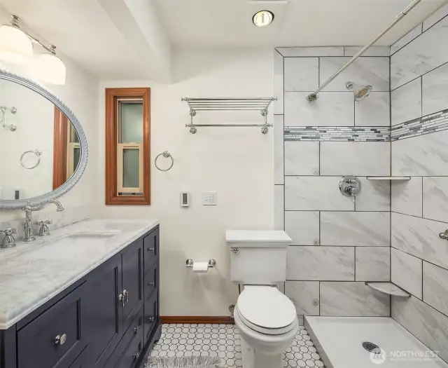 Primary Bathroom was recently remodeled