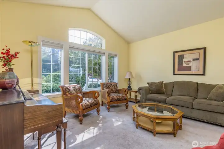 Formal living room with vaulted ceiling