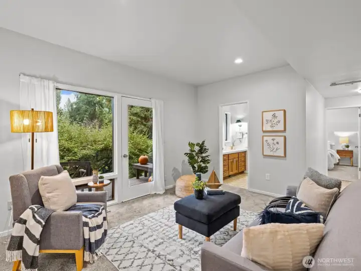 Downstairs is perfectly set up for rental income or multigenerational living. With its own entrance, it allows for no stair entry.