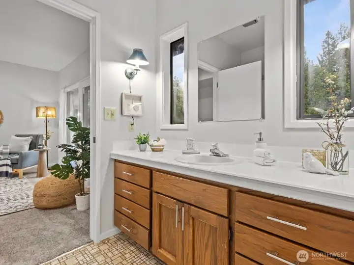 The 2nd bathroom has a large vanity for plenty of counterspace.
