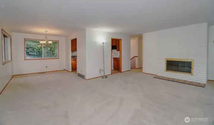 Living with fireplace