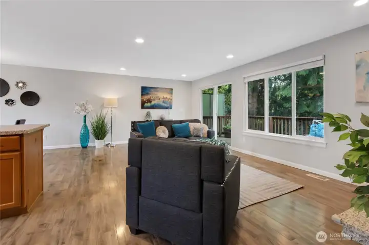Upstairs Living Room with slider to outdoor deck