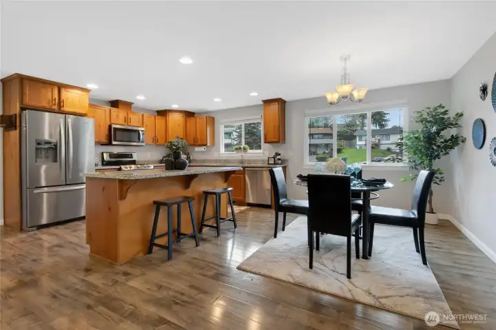 Kitchen and Dining Room with Eat at Island