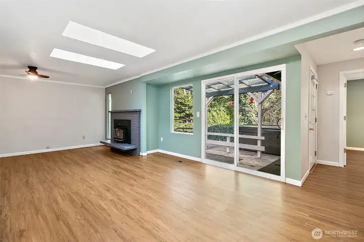 Living room with slider out to the very private backyard.  All the windows have been updated to vinyl.