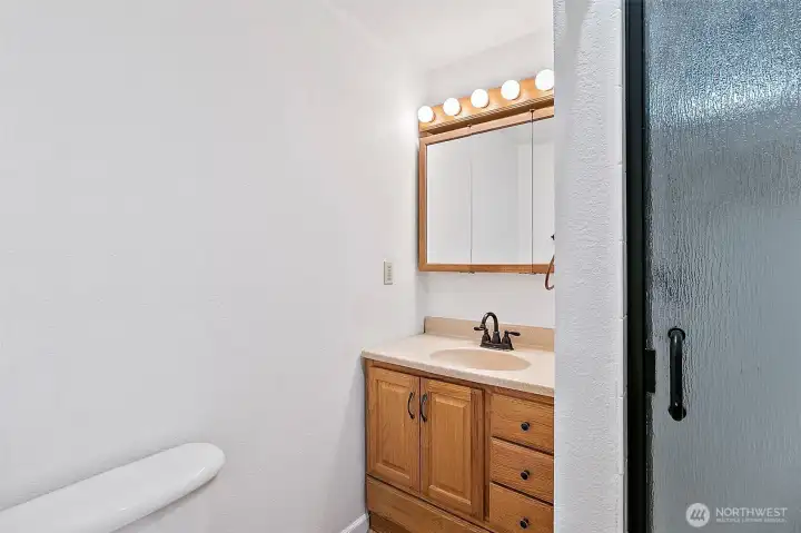 3/4 bath just off the extra finished room.