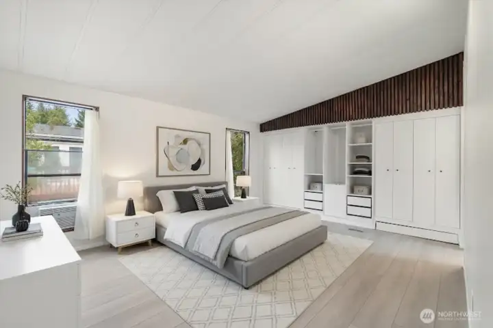 Primary suite has plenty of built-ins for extra storage