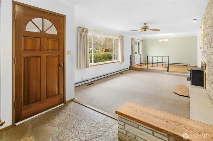 Sunken Great room open to dining room.