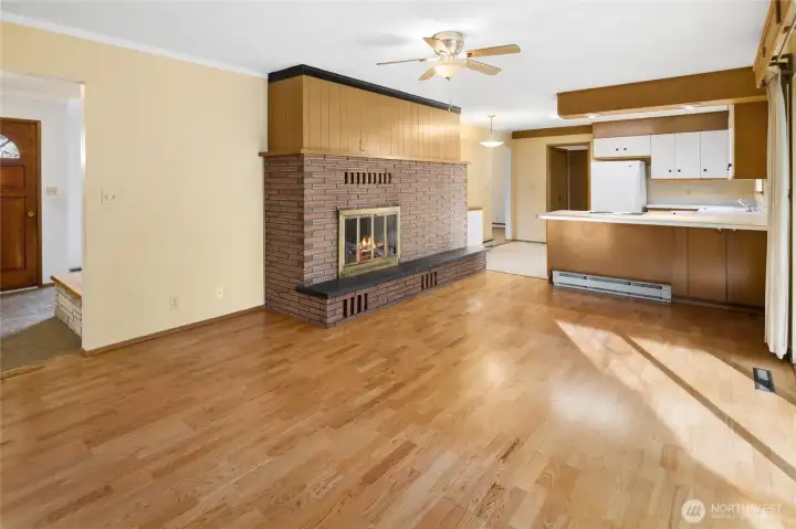 fireplace in the family room