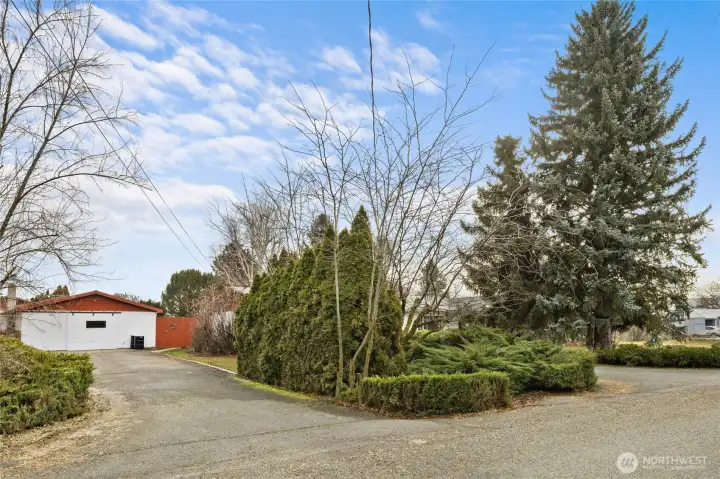 From the road - separate drive to the additional shops