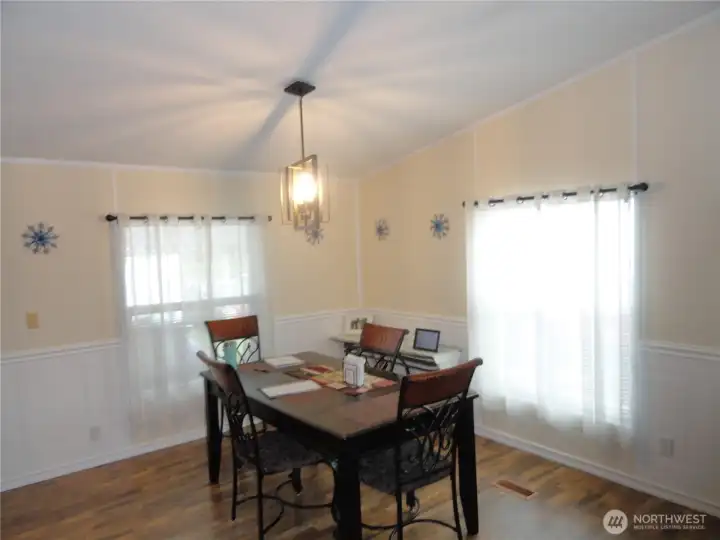 Large dining room.  This table seats 6!  Updated lighting throughout the home!