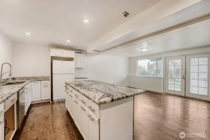 ADU kitchen open to sliding door