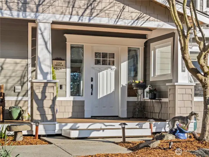 The nice, inviting porch is a great place to sit and sip a glass of lemonade.