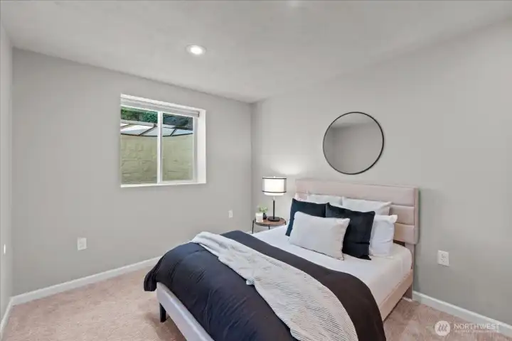 4th bedroom - Generous sized bedroom in the lower leverl features a walk-in closet and the 3/4 bath is just next door for convenience.