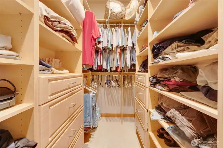 Incredible walk-in closet in the primary