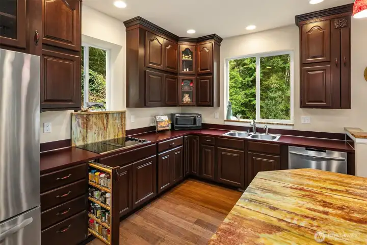 Extra-tall cabinets with room for holiday dishes.