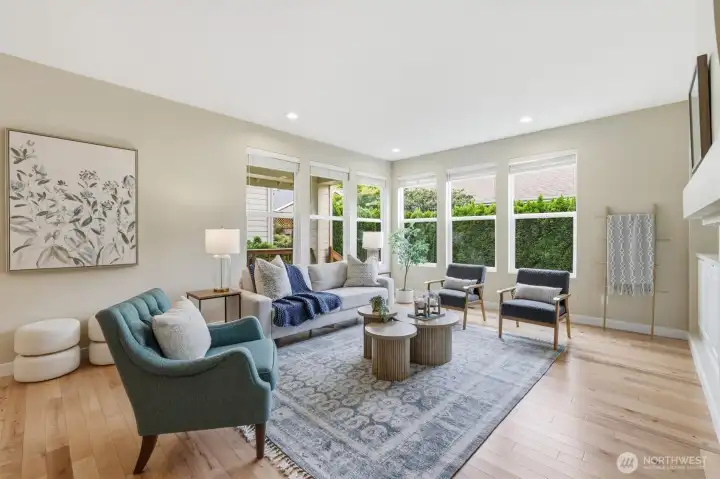 The oversized windows welcome in the natural light and also provide a nice view out over the private patio. The oversized windows welcome in the natural light and also provide a nice view out over the private patio.