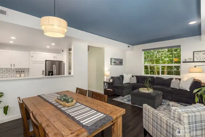 The entire vibe of this home is serenity as reflected in the beautiful blue ceiling. This is a great space to hang out in!