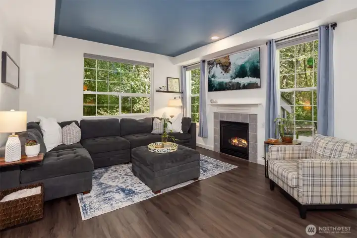 A closer up look at this space. The couch in there is LARGE and there is still plenty of room.