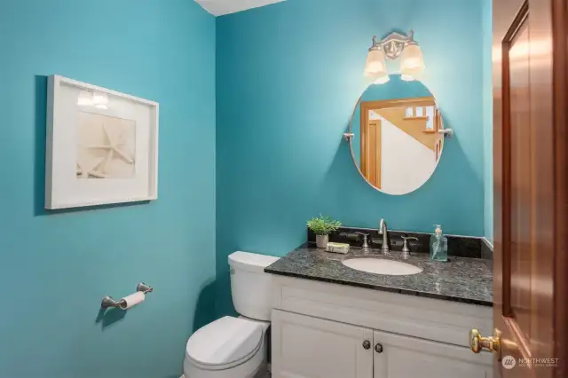 Powder Bath on Main with Hardwoods, Slab Counter and Under-mount Sink