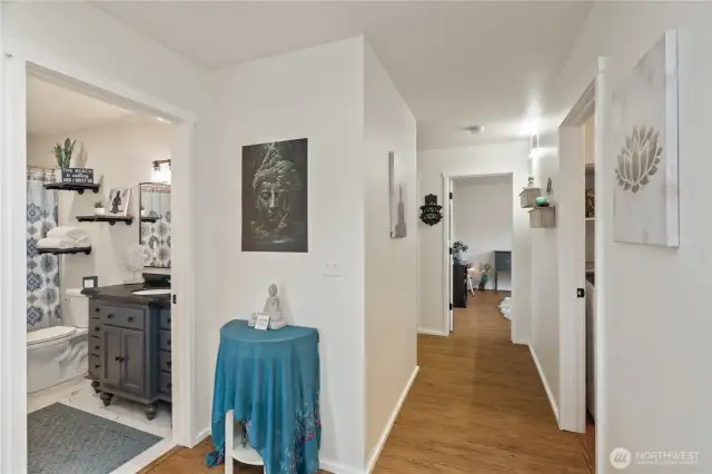 Hallway showing shared bath