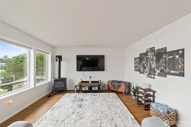 Large living area with gas fireplace