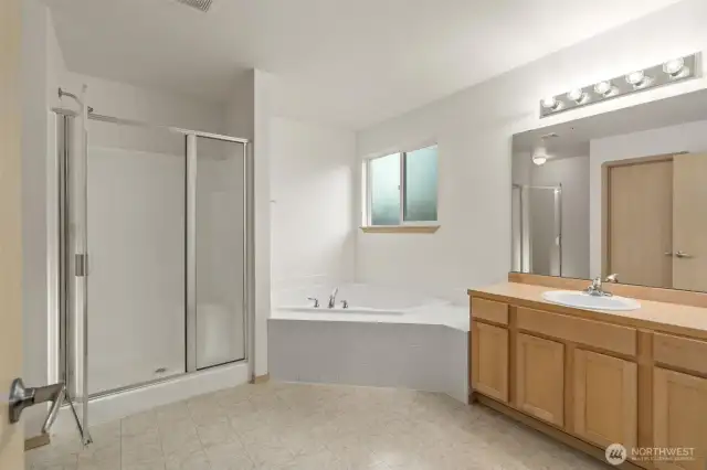 Private primary bath with tons of room.