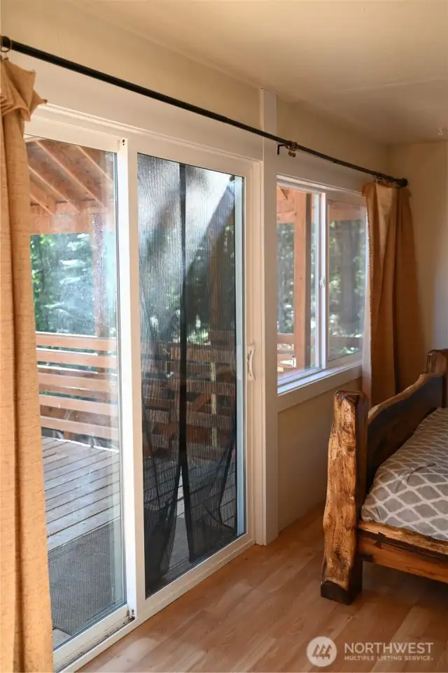 slider door to deck from bedroom