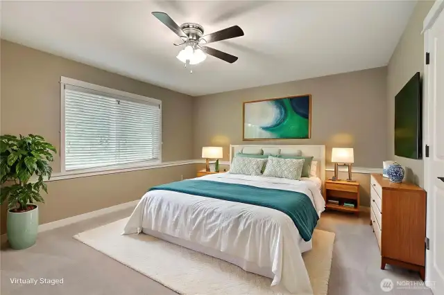 Lower bedroom 2, larger windows and a nice size! ***Virtually Staged***