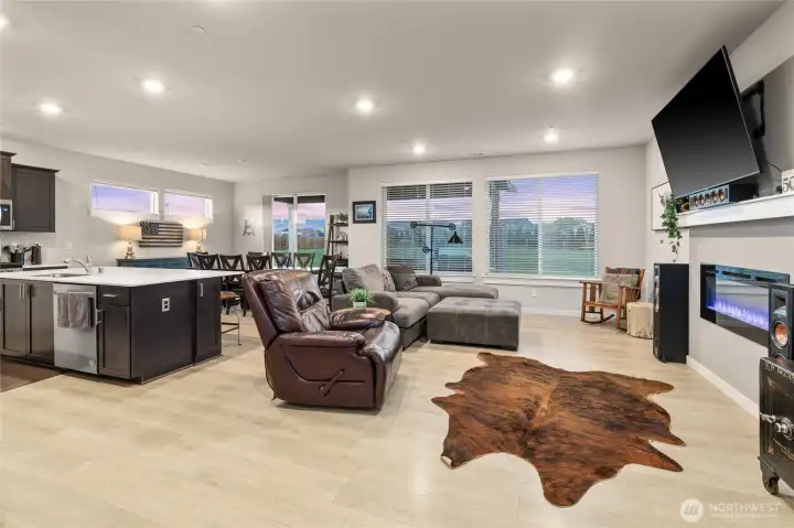 Living area with electric fireplace