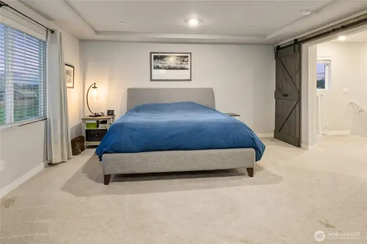 Primary Bedroom with sliding barn doors