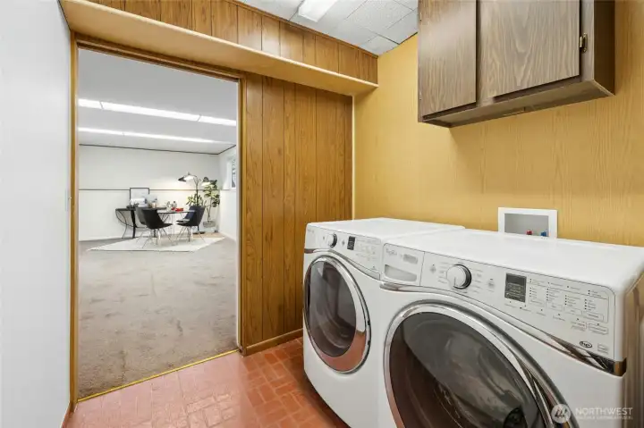 Lower level laundry.  Washer & dryer included.