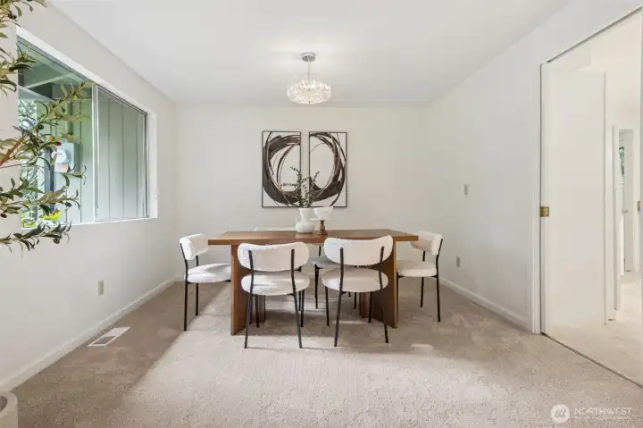 Spacious dining area perfect for hosting dinners and celebrations. With easy flow from the kitchen and living areas, it’s made for memorable gatherings.