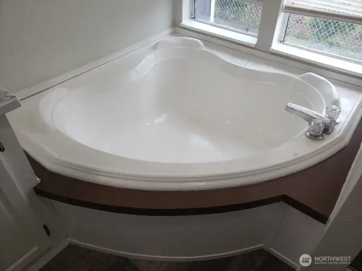 Picture of the Huge Primary Master Bathroom Showing the Large Soaking Tub for Relaxation.
