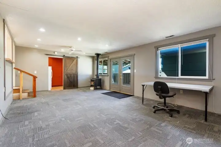 Family room looking toward the storage room.