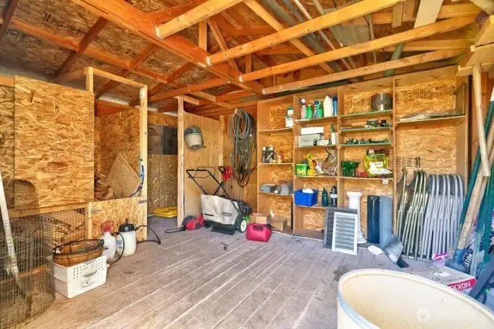 Inside the spacious storage shed.