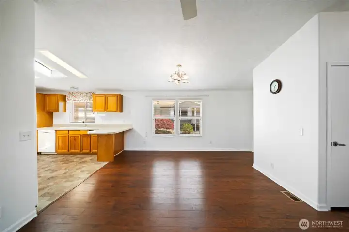 Dining room with virtual staging.
