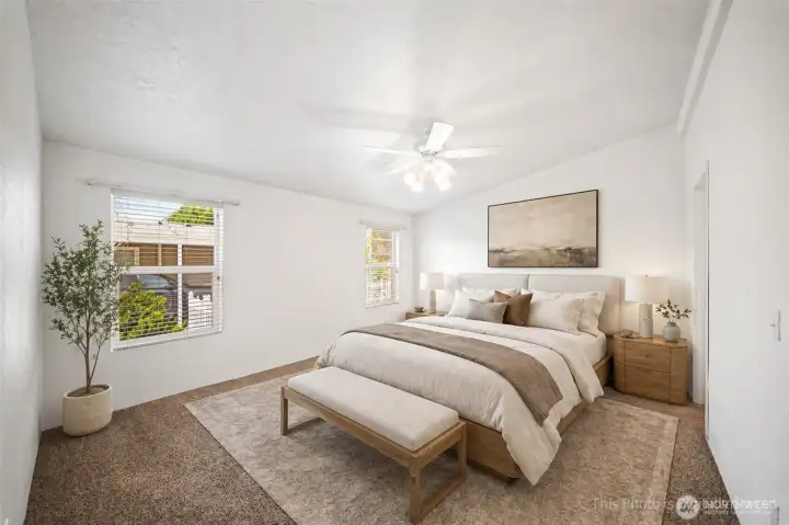 Primary bedroom with virtual staging