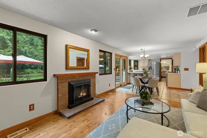 Cozy up to the beautiful gas fireplace!