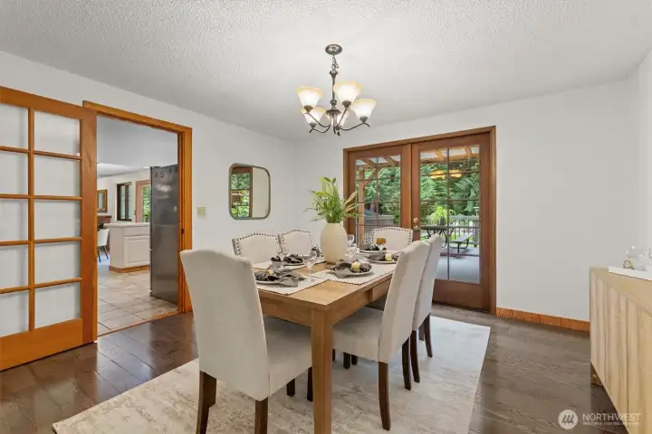 The dining room has plenty of size for all of your furniture and opens beautifully to the covered patio.  More on that later!