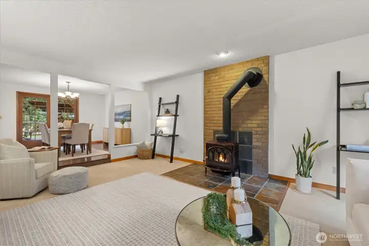 The sellers recently installed this wonderful wood burning stove and they have absolutely loved it.  Not just a wonderful source for heat, it really enhances the feel of this room!