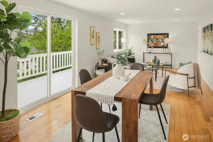 Sunny, west-facing deck off the kitchen and family room