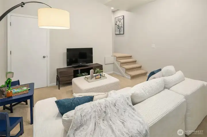 Extra large storage space available above this room